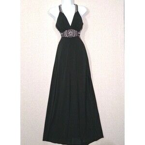 Colorful Beaded Open Back Maxi Dress Sz 6 Glam Event Gala Statement Bling